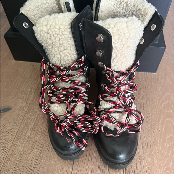 Universal Thread Shoes - Universal Thread Black and Cream Winter Boots